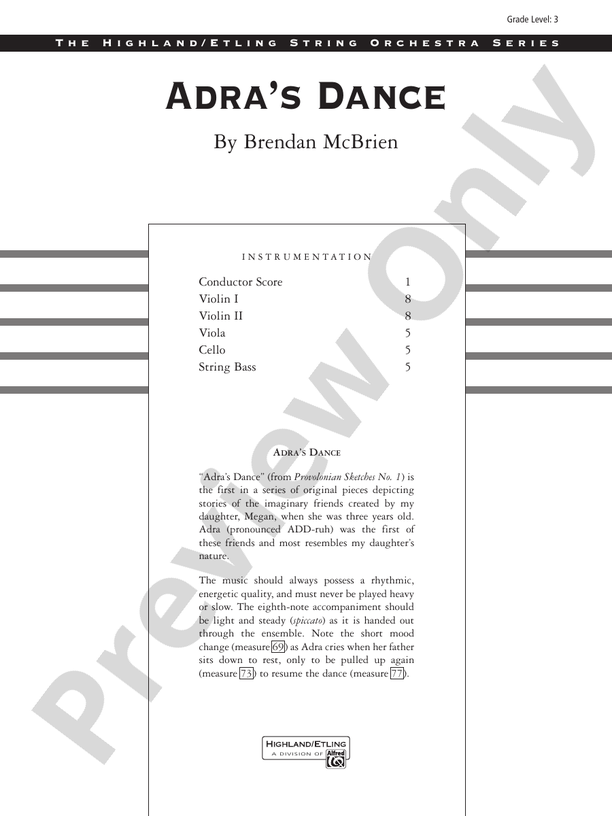 Adra's Dance – String Orchestra Conductor Score & Parts (Digital Download)