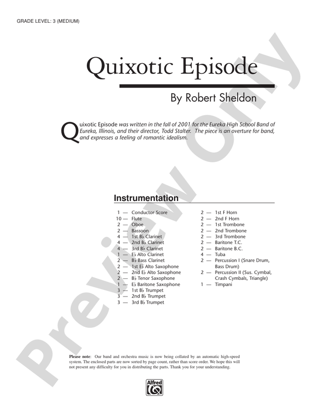 Quixotic Episode - Concert Band Conductor Score & Parts (Digital Download)