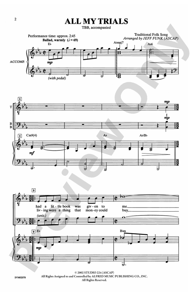 All My Trials - TBB Choral Octavo (Digital Download)