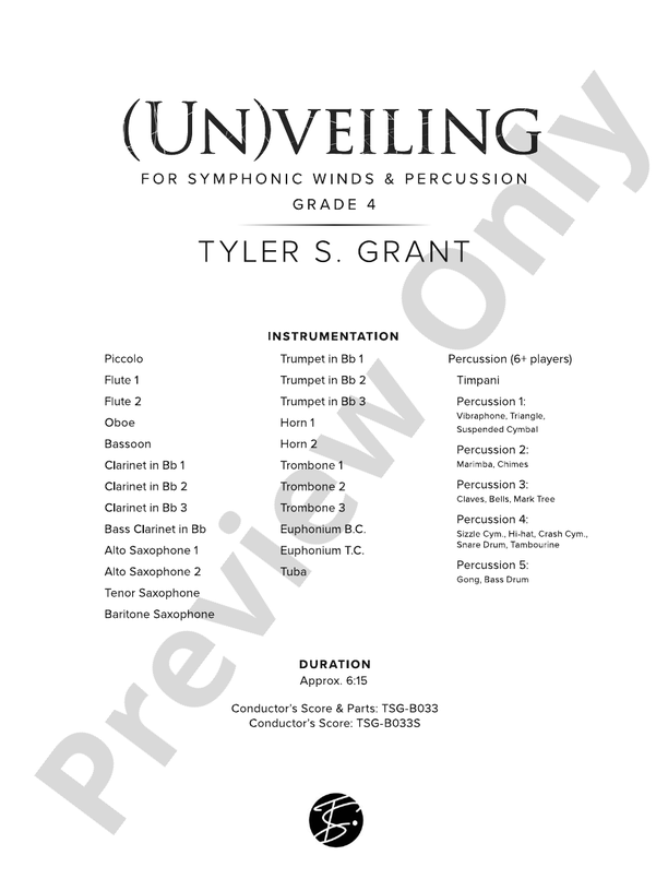 (Un)veiling – Concert Band Conductor Score & Parts (Digital Download)