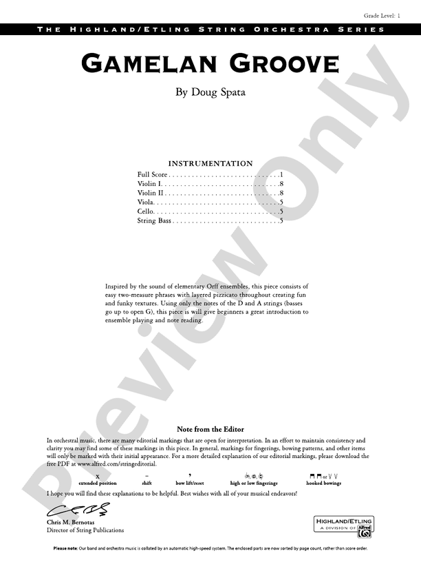 Gamelan Groove - String Orchestra Conductor Score & Parts (Digital Download)