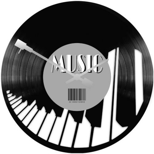 Retro Vinyl Clock with Piano Keyboard