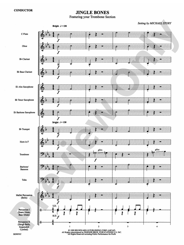 Jingle Bones - Concert Band Conductor Score & Parts (Digital Download)