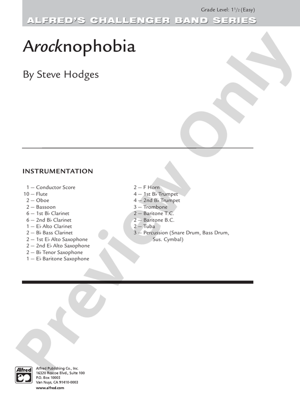 Arocknophobia - Concert Band Conductor Score & Parts (Digital Download)