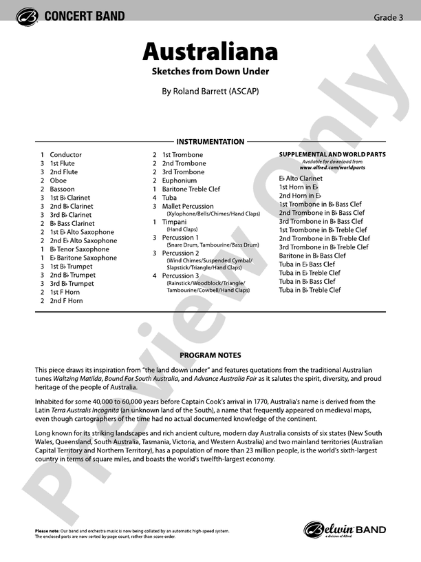Australiana - Concert Band Conductor Score & Parts (Digital Download)