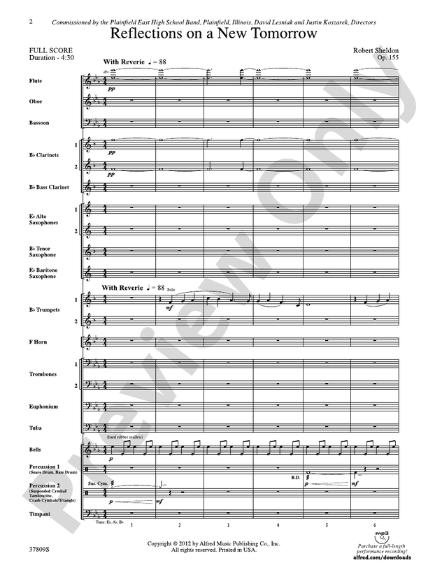 Reflections on a New Tomorrow - Concert Band Conductor Score & Parts (Digital Download)