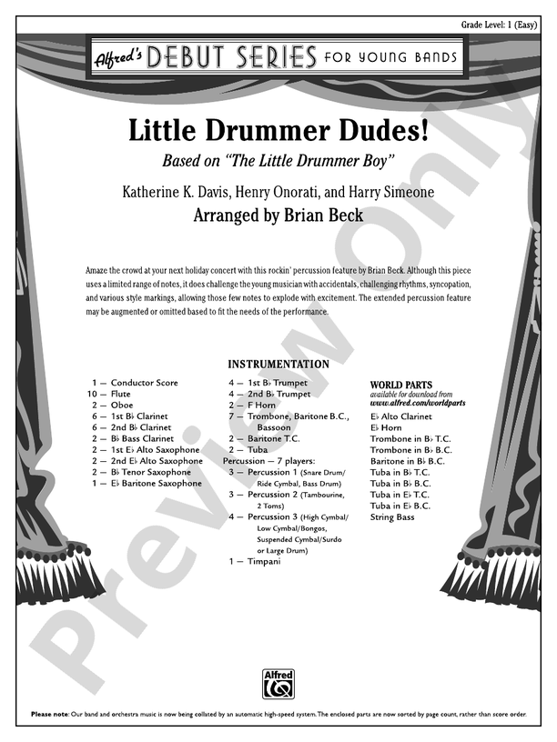 Little Drummer Dudes! - Concert Band Conductor Score & Parts (Digital Download)