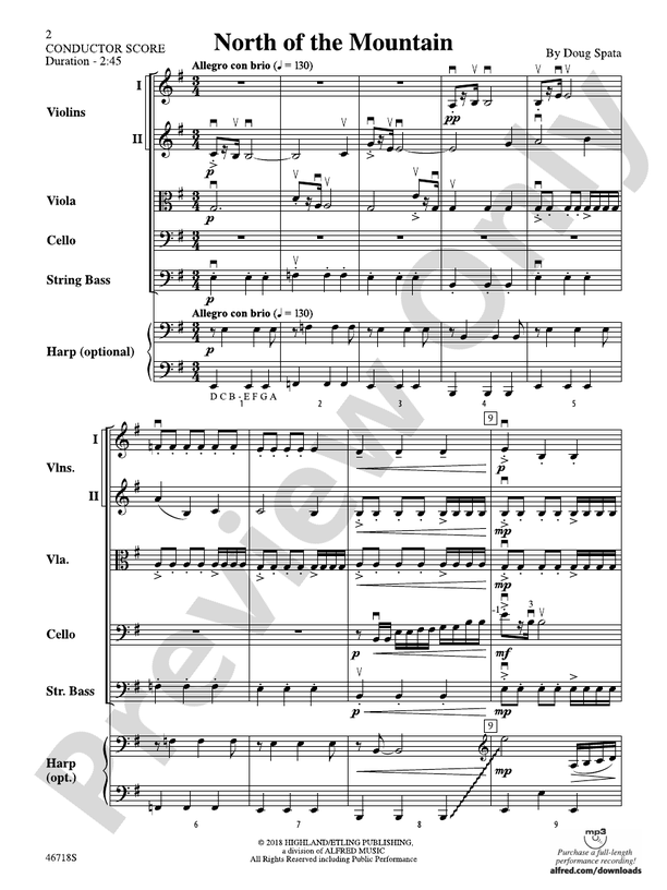 North of the Mountain - String Orchestra Conductor Score & Parts (Digital Download)