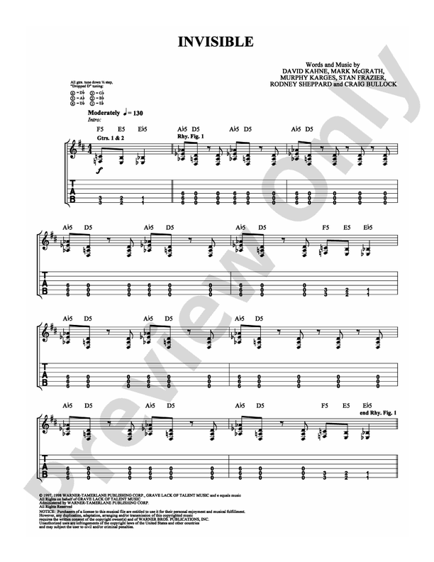 Invisible - Guitar TAB (Digital Download)