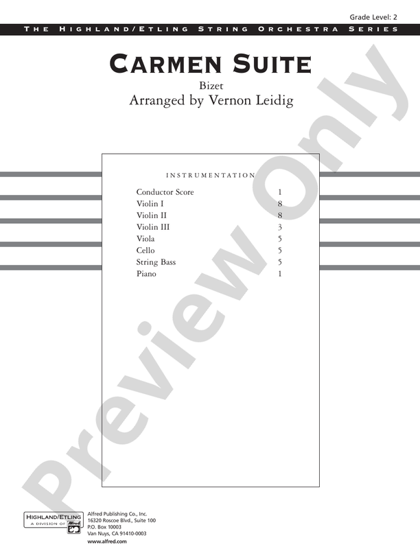 Carmen Suite – String Orchestra Conductor Score & Parts (Digital Download)