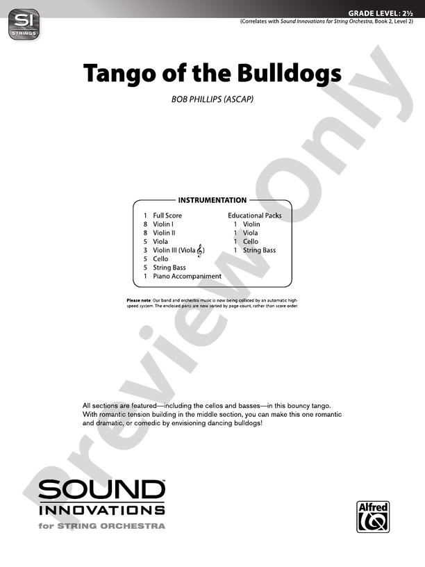 Tango of the Bulldogs – String Orchestra Conductor Score & Parts (Digital Download)