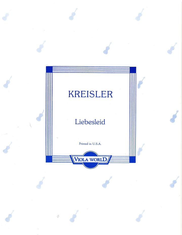 Kreisler - Liebeslied - Viola/Piano Accompaniment arranged by Arnold Viola World VWP000059