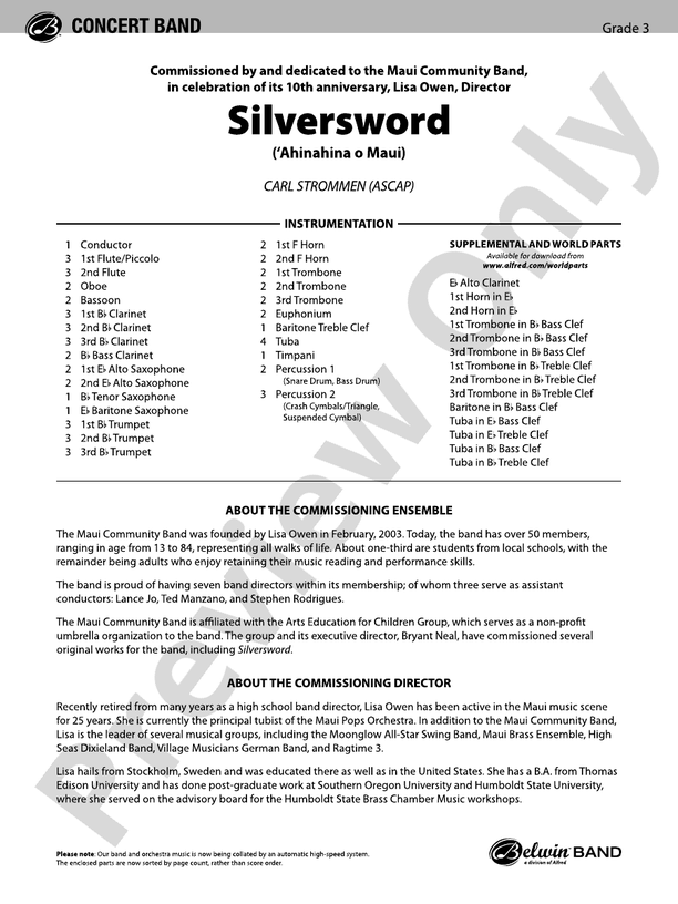 Silversword - Concert Band Conductor Score & Parts (Digital Download)