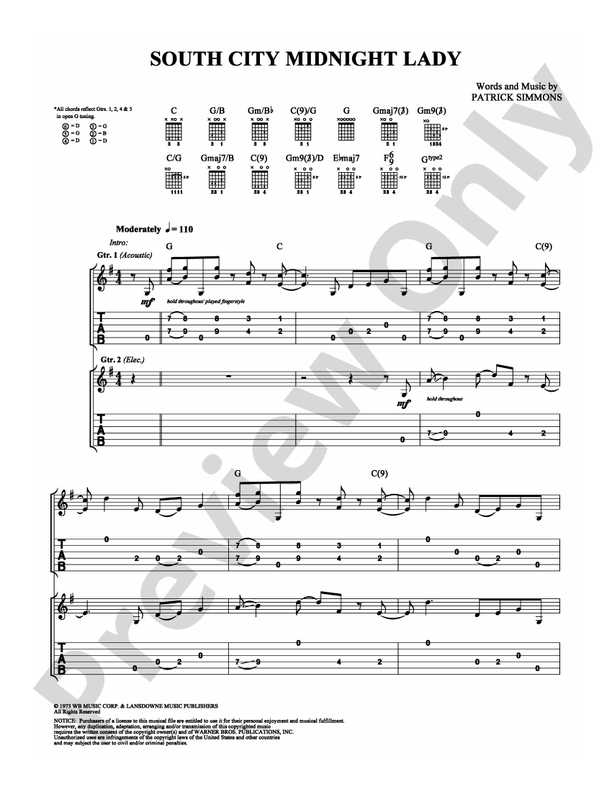 South City Midnight Lady - Guitar TAB (Digital Download)