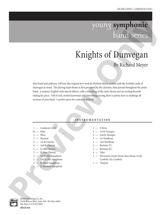 Knights of Dunvegan - Concert Band Conductor Score & Parts (Digital Download)