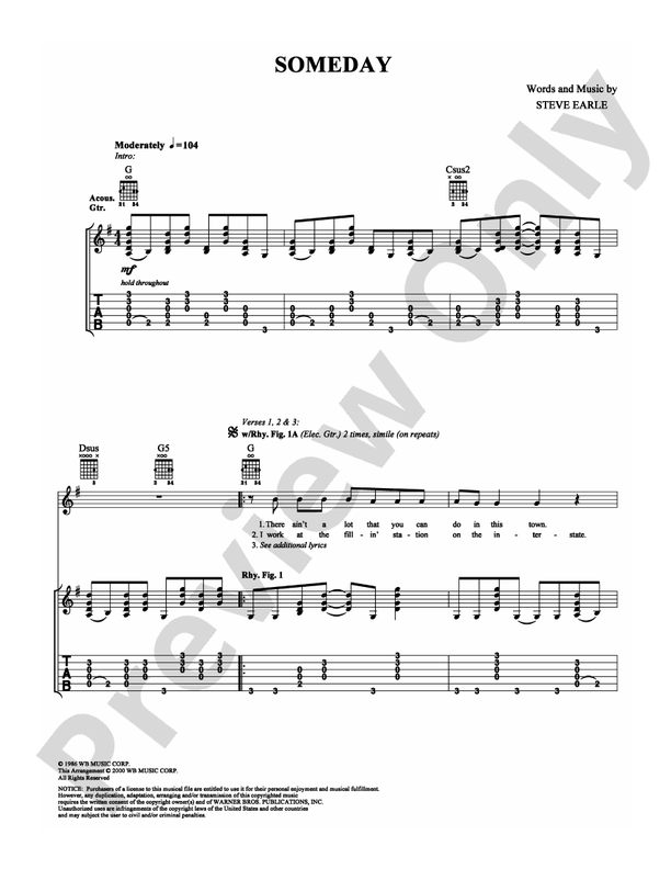 Someday - Steve Earle - Guitar TAB (Digital Download)