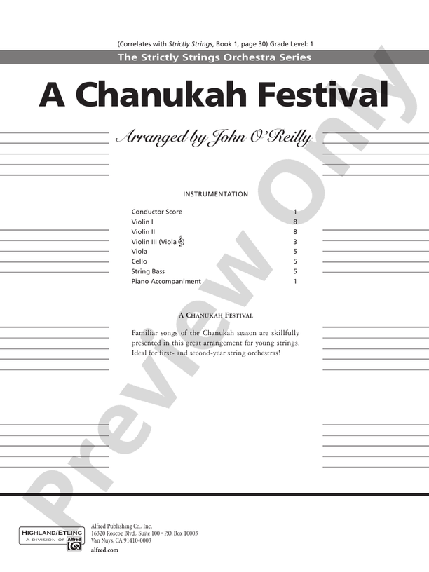A Chanukah Festival – String Orchestra Conductor Score & Parts (Digital Download)