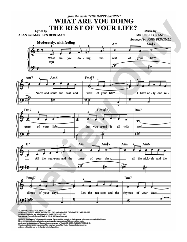 What Are You Doing The Rest Of Your Life? - Arr. John Brimhall - Easy Piano (Digital Download)