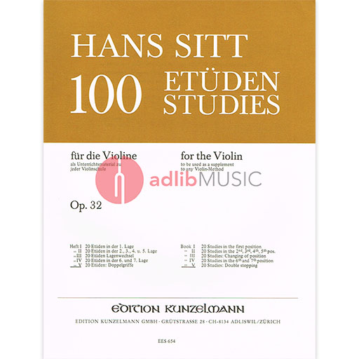 Sitt - 100 Studies Op32 Book 5 - Violin EES654