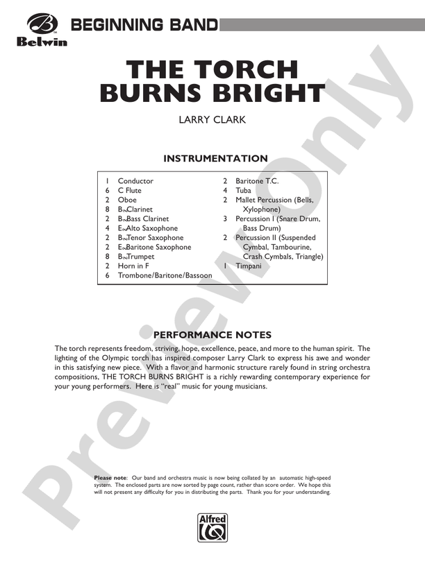 The Torch Burns Bright - Concert Band Conductor Score & Parts (Digital Download)