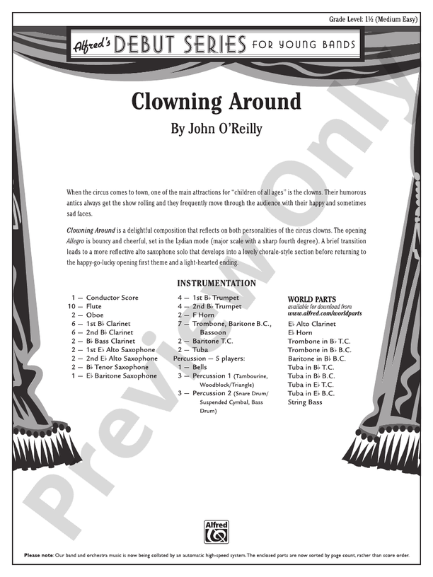 Clowning Around - Concert Band Conductor Score & Parts (Digital Download)