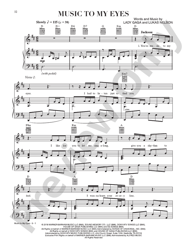 Music to My Eyes (from A Star Is Born) - PVG (Digital Download)