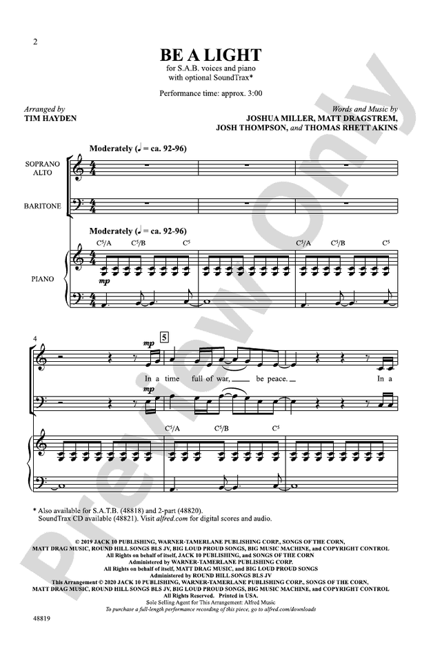 Be a Light – SAB Choral Octavo (Digital Download)