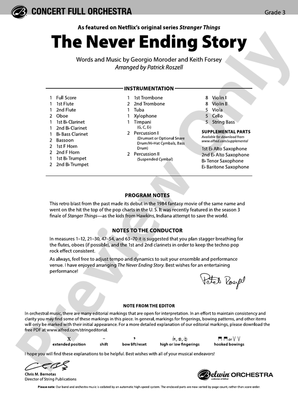 Never Ending Story, The/PCF - Full Orchestra Conductor Score & Parts (Digital Download)