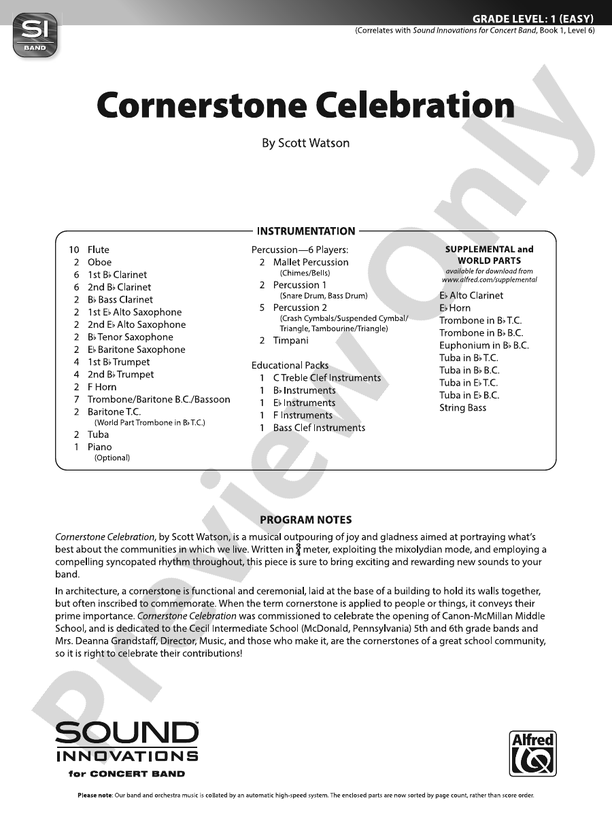 Cornerstone Celebration – Concert Band Conductor Score & Parts (Digital Download)