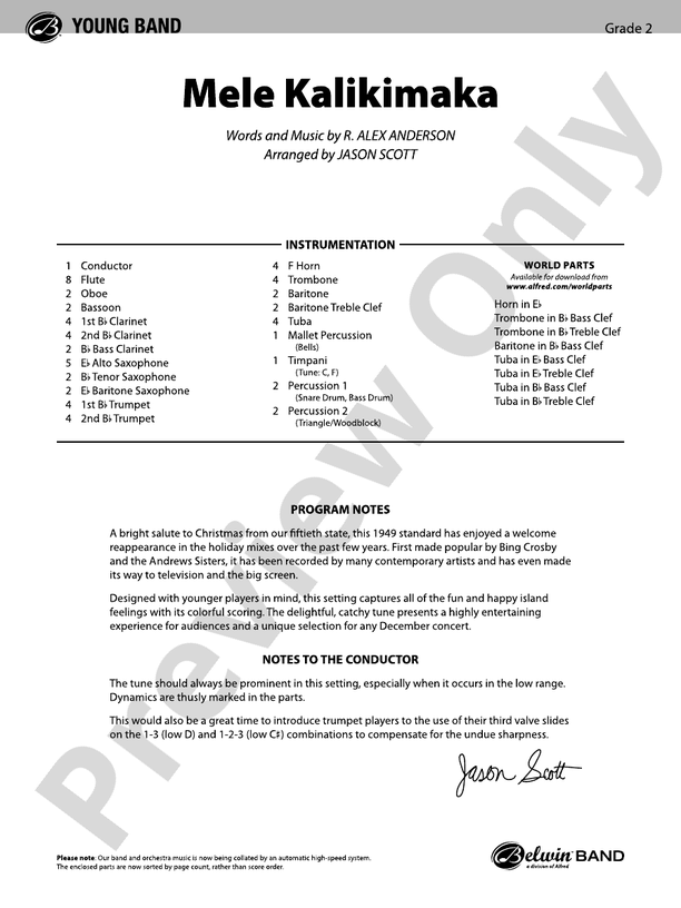 Mele Kalikimaka - Concert Band Conductor Score & Parts (Digital Download)