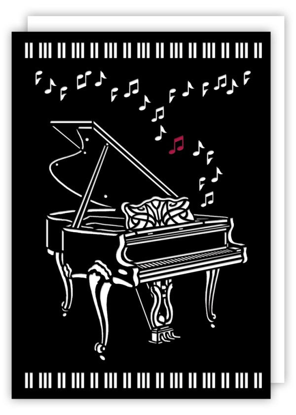 Greeting card with piano design.