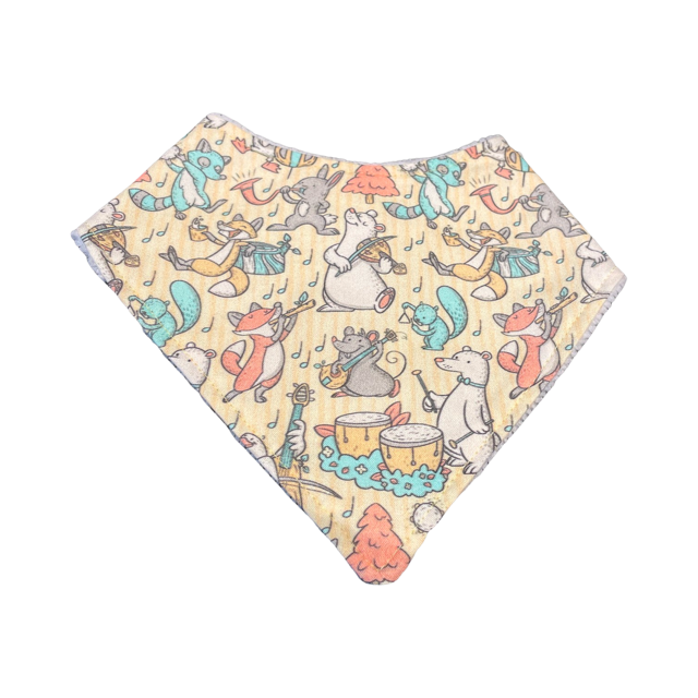 Baby Bib with Animals Playing Musical Instruments