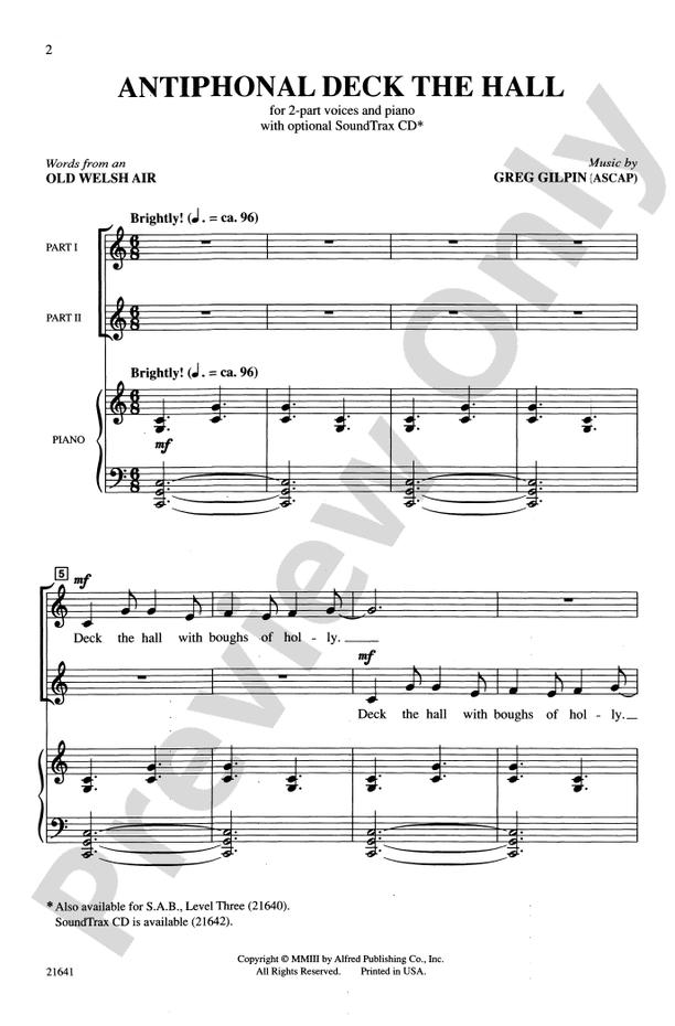 Antiphonal Deck the Hall – 2-Part Choral Octavo (Digital Download)