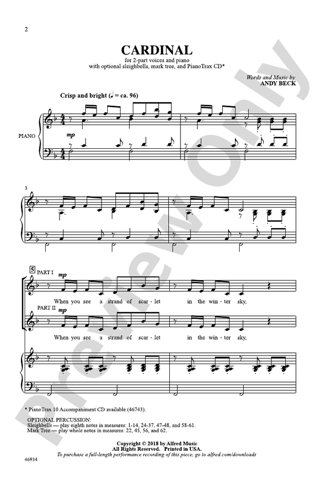 Cardinal – 2-Part Choral Octavo (Digital Download)