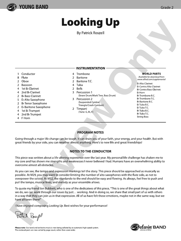 Looking Up – Concert Band Conductor Score & Parts (Digital Download)