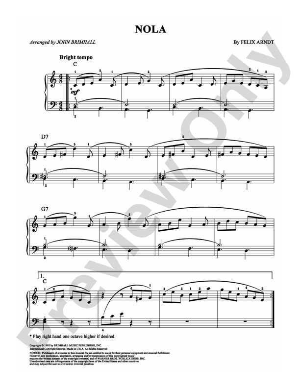 Nola - Arr. John Brimhall - Easy Piano (Digital Download)