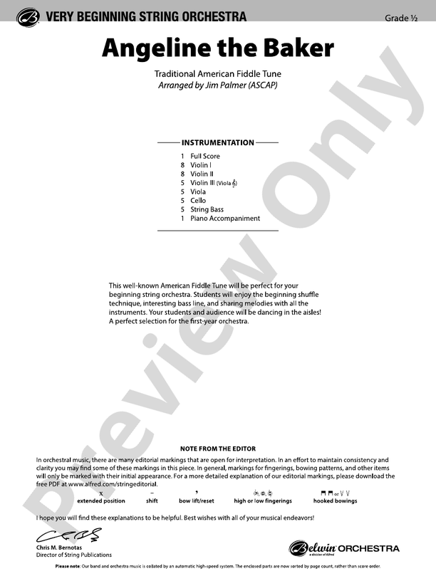 Angeline the Baker - String Orchestra Conductor Score & Parts (Digital Download)