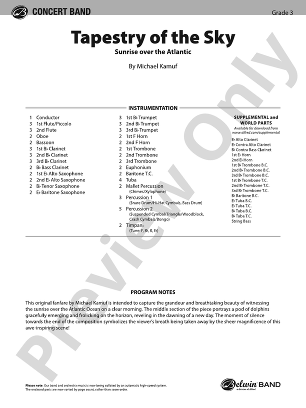 Tapestry of the Sky – Concert Band Conductor Score & Parts (Digital Download)