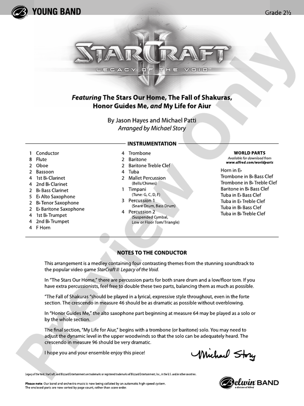 Starcraft II: Legacy of the Void - Concert Band Conductor Score & Parts (Digital Download)