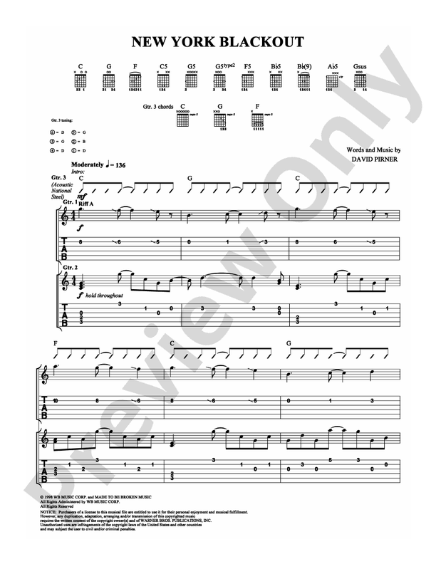 New York Blackout - Guitar TAB (Digital Download)