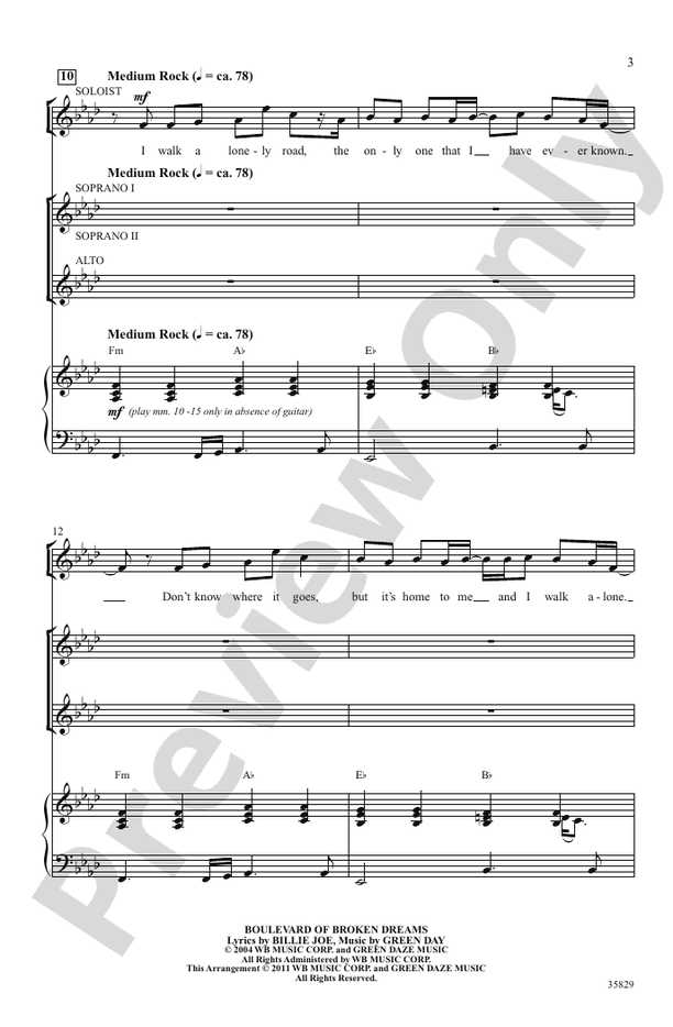 Green Day on Stage: Selections from American Idiot - SSA Choral Octavo (Digital Download)