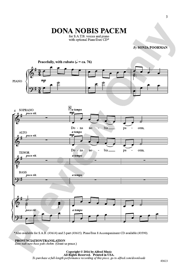 Dona Nobis Pacem - Sonja Poorman – SATB Choral Octavo (Digital Download)