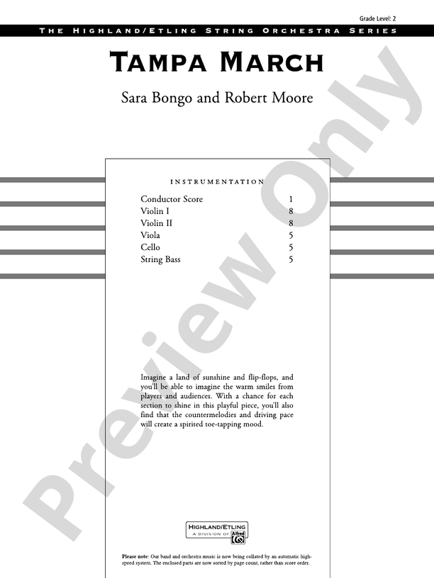 Tampa March – String Orchestra Conductor Score & Parts (Digital Download)