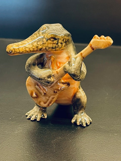 Crocodile Playing the Guitar Porcelain Figurine