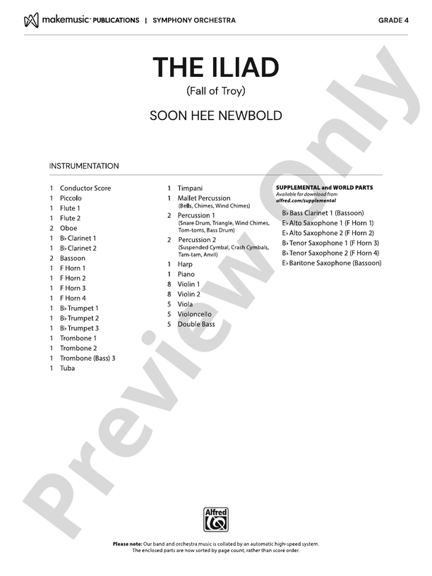 The Iliad (Grade 4) - Full Orchestra Conductor Score & Parts (Digital Download)