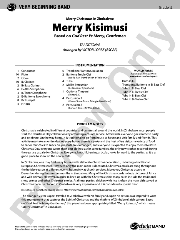 Merry Kisimusi - Concert Band Conductor Score & Parts (Digital Download)