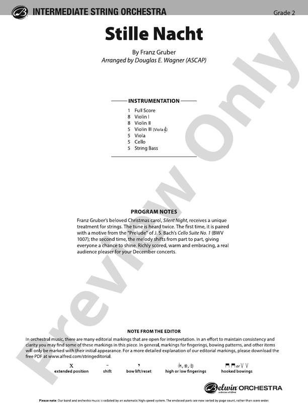 Stille Nacht - String Orchestra Conductor Score & Parts (Digital Download)