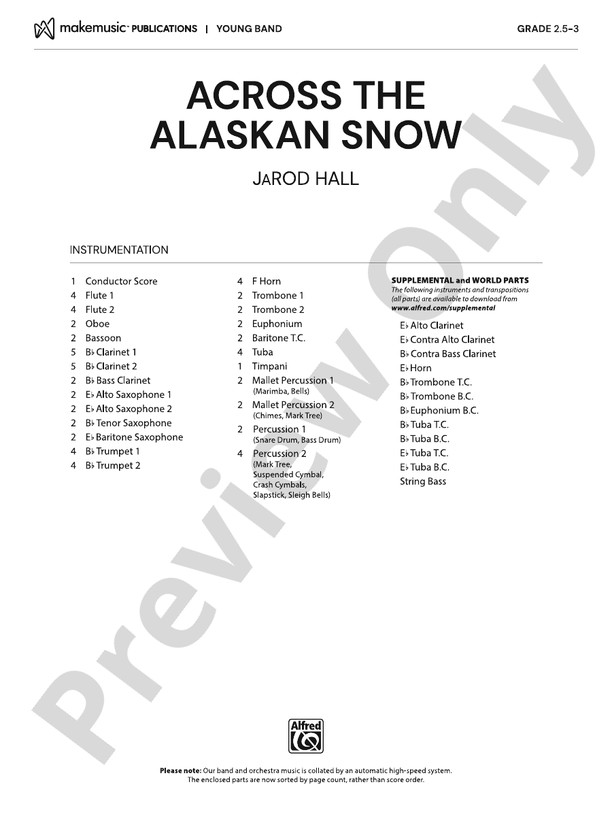 Across the Alaskan Snow – Concert Band Conductor Score & Parts (Digital Download)