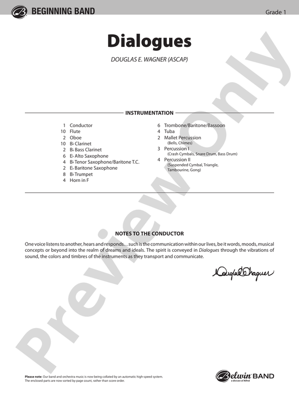 Dialogues - Concert Band Conductor Score & Parts (Digital Download)