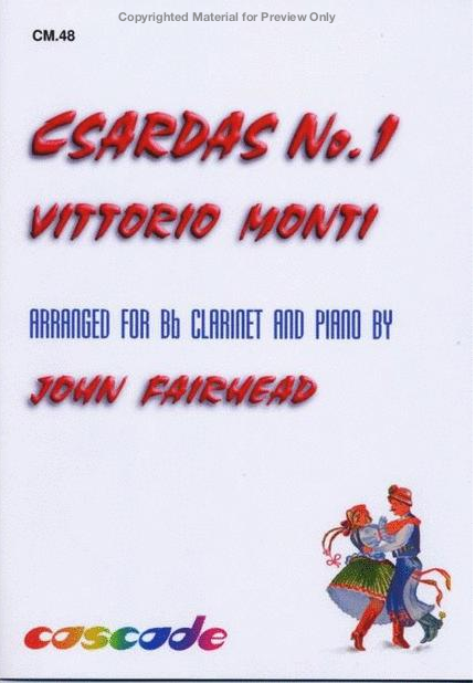 Monti - Csardas - Clarinet/Piano Accompaniment arranged by Fairhead Cascade CM48